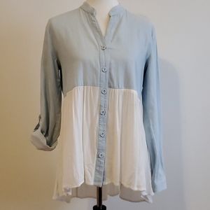 Soieblu Denim Top Button-Down Tunic Shirt